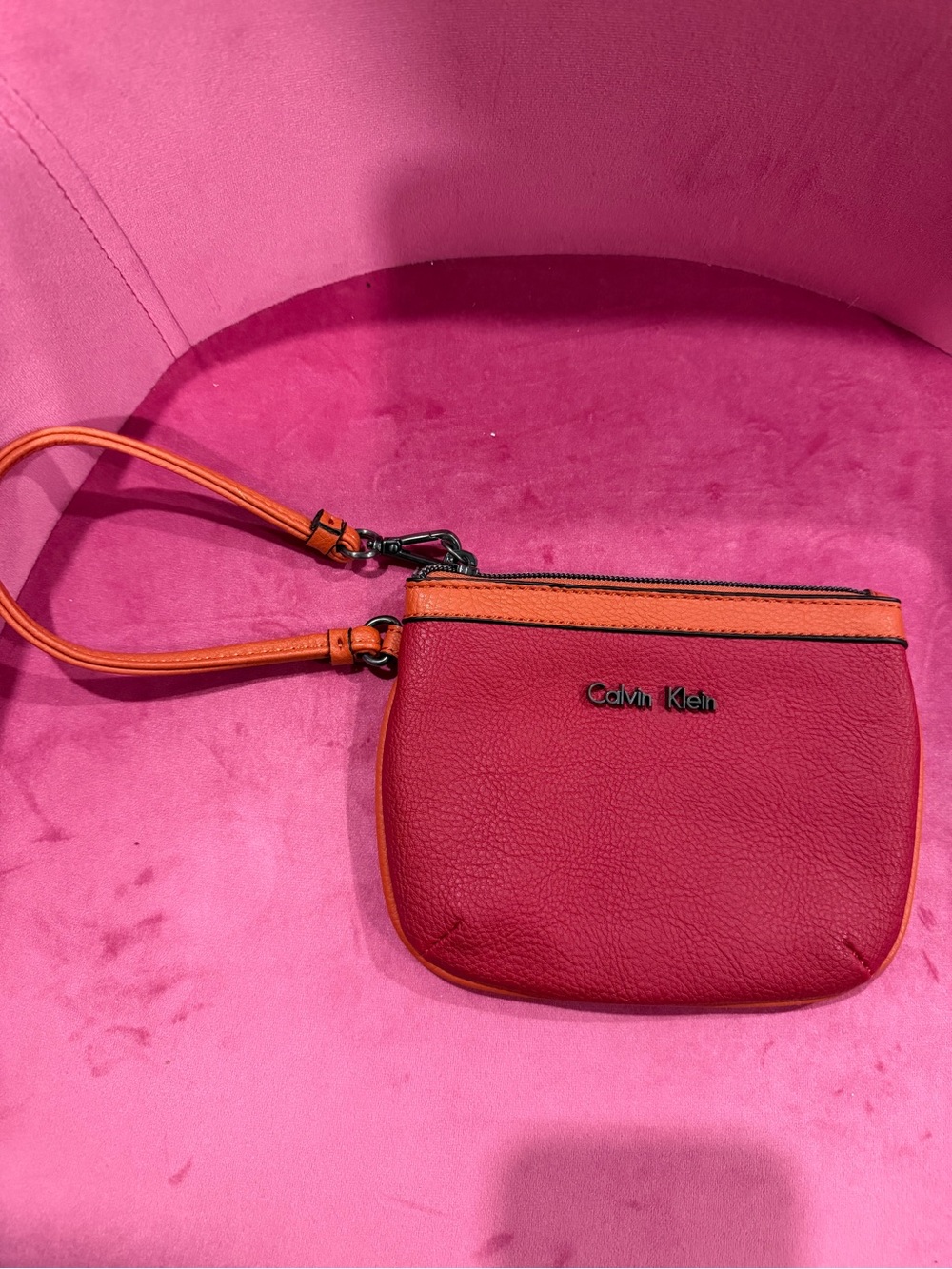 Calvin Klein Red and Orange Wristlet Clutch